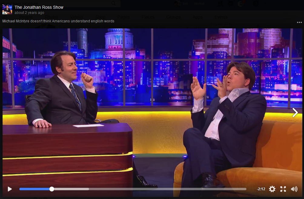 Michael Mcintyre talks about the difference between British English vs American English